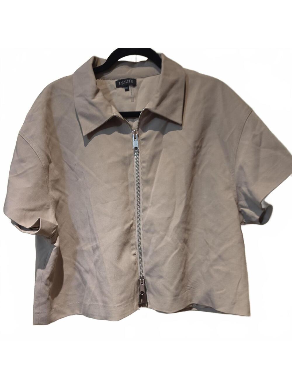 1. State Women's Front Dual Zip Cropped ataupe Jacket size XXL. NWT